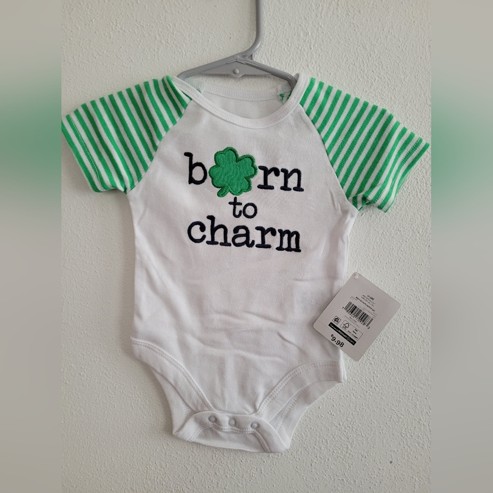 St. Patrick's Day "Born To Charm" Short Sleeve Onesie
